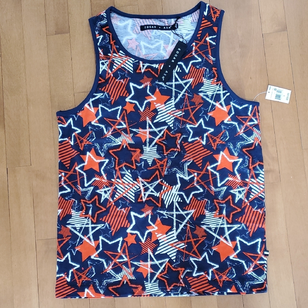 Mens Edgar + Ash USA Patriotic Stars Tank Top Size S M L XL XXL 4th of July NWT